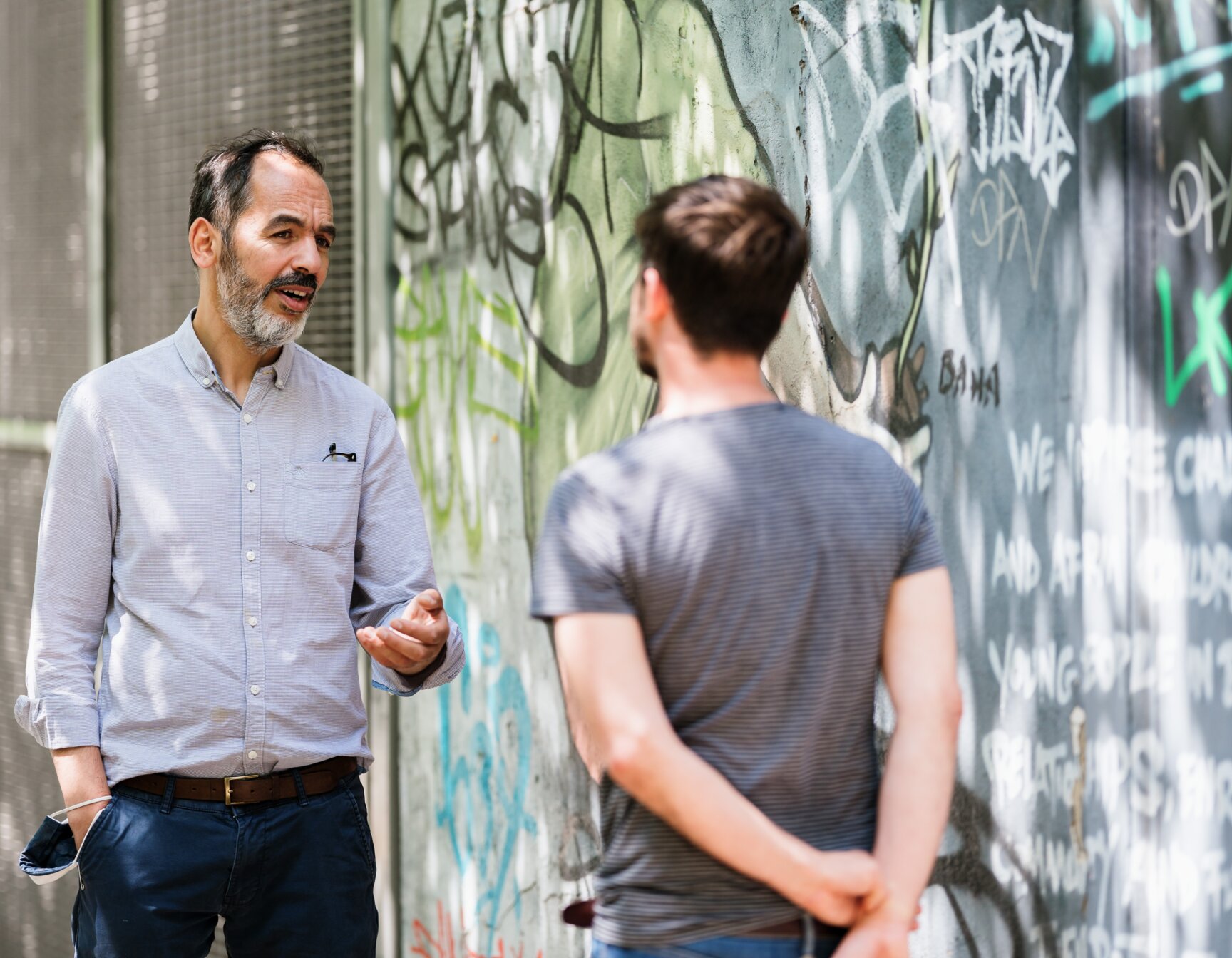 Community leader discussing their area